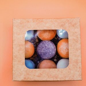 Box de bougie en forme de macaron fermé, bougie, parfum